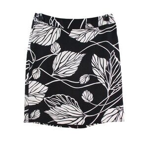 Ann Taylor Loft Womens Black &‎ White Floral Print Skirt Size 8